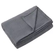 Jason Size Single/Double Bed 200x240cm Cotton Basketweave Pattern Blanket Grey