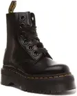 Dr Martens Molly 6 Eye Bold Lace Platform Sole Boots In Black Size UK 3 - 8