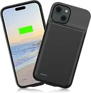SlaBao Battery Case for iPhone 15, 6800mAh Portable Protective Charging Case, Rechargeable Extended Smart Battery Charger case Compatible with iPhone 15, 6.1 inch, Black