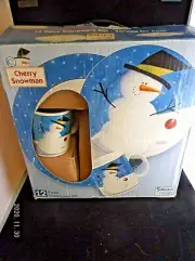 NIB Sakura Oneida Cherry Snowman Dinnerware Set 12pc Service for 4 Stoneware