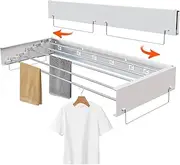 Wall Mounted Drying Rack, Collapsible Drying Racks for Laundry, Collapsible Laundry Drying Rack, 5 Stainless Steel Rods, Folding Indoor/Outdoor Drying Rack Clothing, 31.5'' Wide
