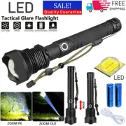 LED Flashlight Super Bright Torch USB Rechargeable Lamp High Powered Tactical