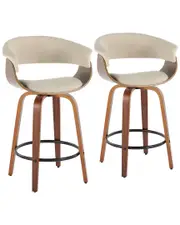 LumiSource Set of 2 Vintage Mod 26in Fixed-Height Counter Stools
