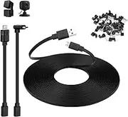 Smays 50 ft Extension Cable Compatible with WYZE Cam Pan v3, WYZE Cam v4, Blink Mini 2 Camera, Long Flat Micro USB Power Cord with USB C Adapter, Black