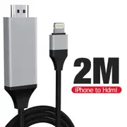Black 2m MFi Certified 8-Pin to HDMI Cable Digital TV AV Adapter For iPhone 14 13 iPad