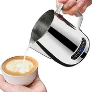 [QLESHINING] Milk jug Frothing with Thermometer, Stainless Steel Coffee Pitcher Frothing 20oz, Home Kitchen Milk Cup (600ML)