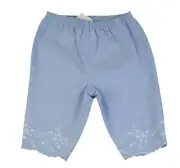 JACADI Girls Tracheal Chambray Elastic Waist Cotton Pants Size 18 Months NWT $34