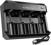 Universal Battery Charger for AA AAA C D Lithium-Ion, NiMH, NiCd Rechargeable Batteries 1.2V/3.7V/1.5V and USB Batteries - Fast Charging