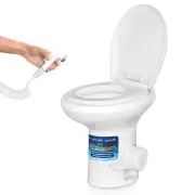 Portable RV Toilet with Hand Sprayer & Bidet – Standard Height, Foot Pedal Flush