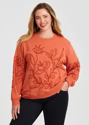 [Virtuelle] Taking Shape Cotton Cord Applique Sweatshirt Size 10 in Paprika - Plus Size Women's Clothing Paprika