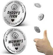 Novelty Place New Parent Decision Coin – Funny Pregnancy Gift for New Mom and Dad, Double-Sided Coin for First-Time Parents Couples