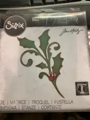 SIZZIX BIGZ JIM HOLTZ SEASONAL SCROLL HOLLY LEAF CUTTING DIE, #664216, NEW!