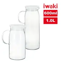 在飛比找樂天市場購物網優惠-【iwaki】日本品牌玻璃把手耐熱玻璃水壺-600ml+1L