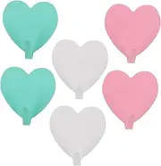 ibasenice 6pcs Cute Heart Shaped Adhesive Hooks for Wall Durable Material for Hanging Keys Towels and Hats for Soft Girl Decor Strong Grip for Versatile Use