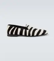 [Manolo Blahnik] Manolo Blahnik Mario zebra-print calf hair loafers AU 13 black