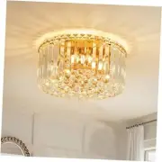 12.6" Gold K9 Crystal Raindrop Flush Mount Ceiling Light, Modern Chandelier,