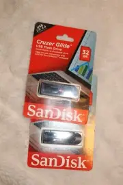 2x 32GB SanDisk Cruiser Glide USB 2.0 3.0 USB flash drives. Sealed