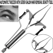Automatic Stainless Steel Eyebrow Hair Tweezer Plucker Puller Slanted Tip Beauty