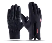 Outdoor Skiing Cold-Proof Touch Screen Sports Thickening Long-Fingered Gloves - Black