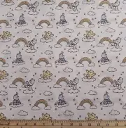 CAMELOT Fabric - CARE BEARS & RAINBOWS on White - by the HALF yard - (18")