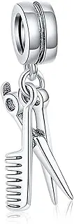 [Bolenvi] Hairdresser Hair Scissor and Comb Omni Clasp Clip on Dangle Pendant Compatible with Pandora & Similar Bracelets, Necklaces & DIY Jewelry - 925 Sterling Silver Charm, Sterling Silver, No