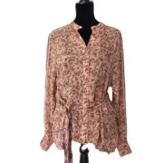 Free People Blouse Skyway Drive In Retro Floral Rose Boho Top New Women Sz Small