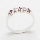 Solid 14k White Gold Natural Ruby & CZ Womens Eternity Ring - Sizes 4 to 12