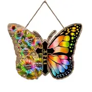 RSLEE Butterfly Room Decor Cross Wooden Sign Wall Decor Scripture Plaque Quote