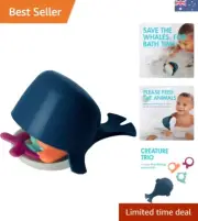 Educational Whale Bath Toy - Navy Chomp with 3 Creatures for Imaginative Play