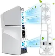 HEATFUN New PS5 Silm Cooling Fans, NEW Playstation 5 Cooling Fan Compatible with New PS5 Silm Discs Edition and Digital Edition - White