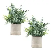 Pack Small Fake Plants Eucalyptus Potted Artificial Plants for 2 Sage Green