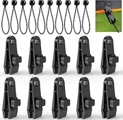 20 PCS Tarp Clips with Ball Bungee Cords 6 Inch,Tarp Clamps Heavy Duty Lock Grip Tent Clips Thumb Screw for Securing Pool Cover ,RV Awning Cover,Banners,Tents,Tarpaulin, Caravan Canopies