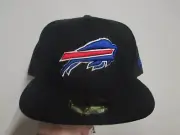 BUFFALO "BILLS" NEW ERA 5950 MENS FITTED HAT (7 1/2) NWT BLACK FLAT RIM CLASSIC
