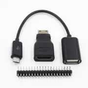 3 in 1 Raspberry Pi Zero Kit Mini HDMI to HDMI Adapter + Micro USB+ Pin Header