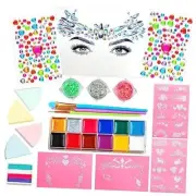 Unicorn and Jewels Face Painting Kit, Fun Face Paint Set with Face Gems,