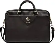 Guess Grained 4G Logo Pu Leather Laptop Bag, 15/16 Inch Size, Black
