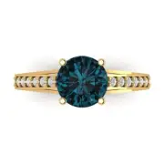 2.21 Round cathedral London Topaz Promise Bridal Wedding Ring 14k Yellow Gold