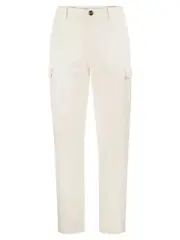Brunello Cucinelli Mens White Subtle Striped Detail Cargo Trouser Pant