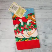 Vintage Franco Holiday Christmas Geese & Wreaths Decorative Fingertip Towel NOS