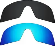 [Alphax] 2 Pcs Black & Ice Blue Polarized Replacement Lenses for Oakley Sutro OO9406 Sport Sunglsses
