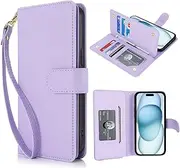 Procarcasa for iPhone 12 Wallet Case,for iPhone 12 Pro Case [7 Card Holders][Wrist Strap] PU Leather Wallet Shockproof Stand Kickstand Magnetic Clourse Phone Cover-Purple