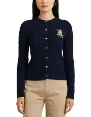 [Lauren Ralph Lauren] Cable-Knit Cotton Cardigan in Navy