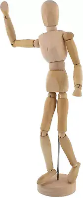 US Art Supply Wood 12" Artist Drawing Manikin Articulated Mannequin with Base an