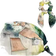 [YTYVAGT] Scrub Caps Women,Scrub Hats Suitable for Women,Watercolor Abstract Peacock House