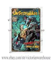 home decoration things atomic sci-fi Commie-Kazi vs Manta Man tin sign