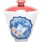 Tea Set Hand Painted Butterfly Porcelain Cover Bowl Single Ceramic Kungfu