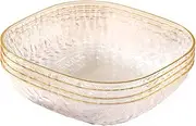 Gripebao Set of 4 Dessert Plates 15cm, Pinch Bowls for Cooking Prep, Reusable Plastic Plates with Gold Trim & Raised Edge, Small Plates for Appetizers Salad Snack, Cocktail Side Plates, White