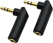 3.5mm Angle Male to Female Audio Adapter, 90 Degree Right Angle Gold-Plated TRS Stereo Jack Plug AUX Connector Compatible with Headset, Tablets, MP3 Players, Game Controller, Speakers(2 Pack)