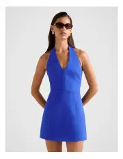 [Forever New] Ricki Halter Neck Hook and Eye Mini Dress in Blue