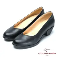 在飛比找momo購物網優惠-【CUMAR】嚴選氣墊真皮高跟鞋(黑色)